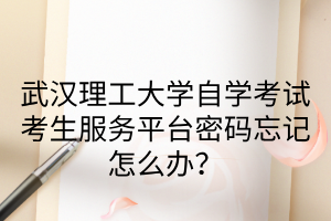 武汉理工大学自学考试考生服务平台密码忘记怎么办?