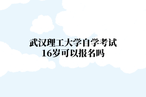 武汉理工大学自学考试16岁可以报名吗？