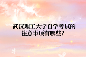 武汉理工大学自学考试的注意事项有哪些?
