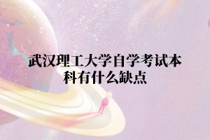 武汉理工大学自学考试本科有什么缺点