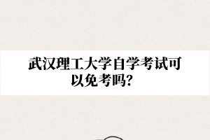 武汉理工大学自学考试可以免考吗?