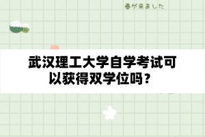 武汉理工大学自学考试可以获得双学位吗?