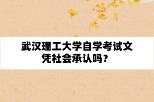 武汉理工大学自学考试文凭社会承认吗?