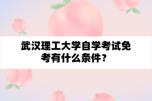 武汉理工大学自学考试免考有什么条件?
