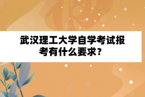 武汉理工大学自学考试报考有什么要求?